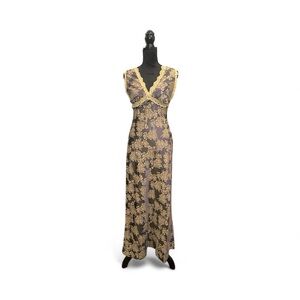 Y2K Gold and Black Floral Dress